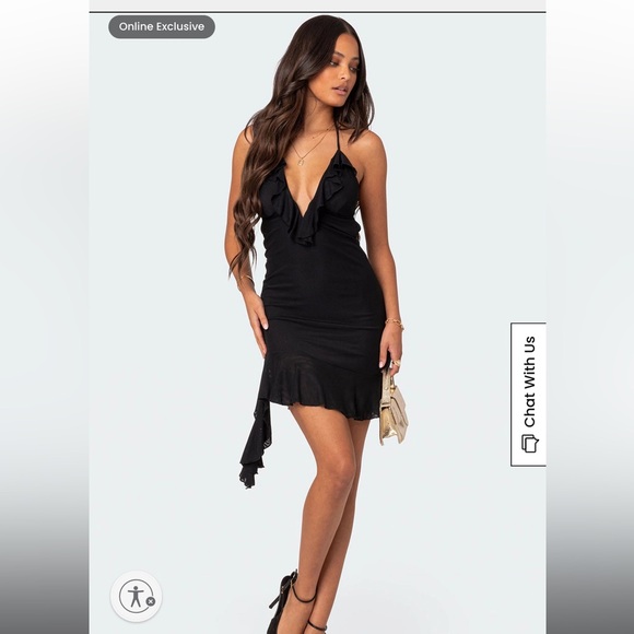 Edikted Soho Open Back Ruffle Mini Dress - Picture 2 of 10